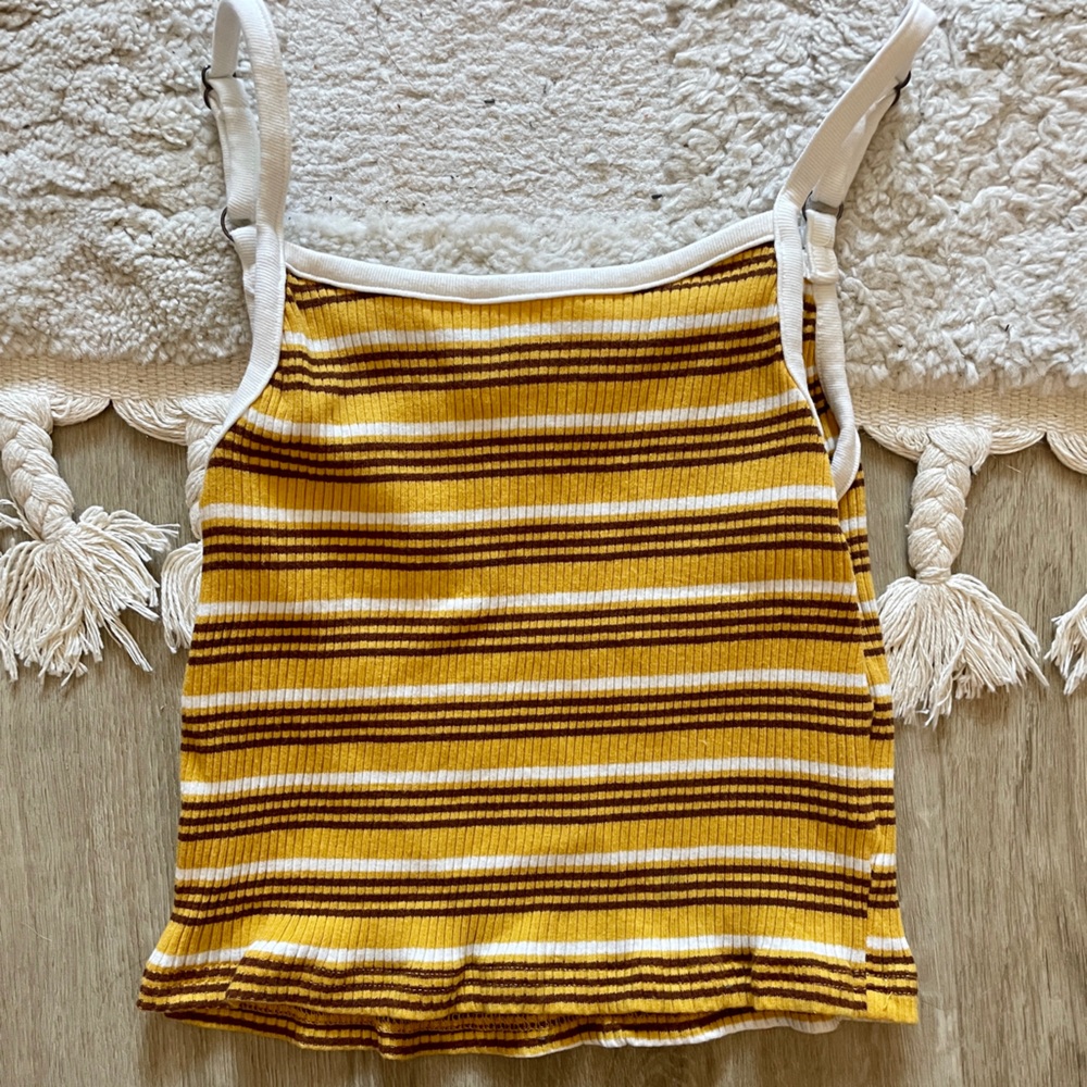 Listicle Yellow and Brown Striped Top